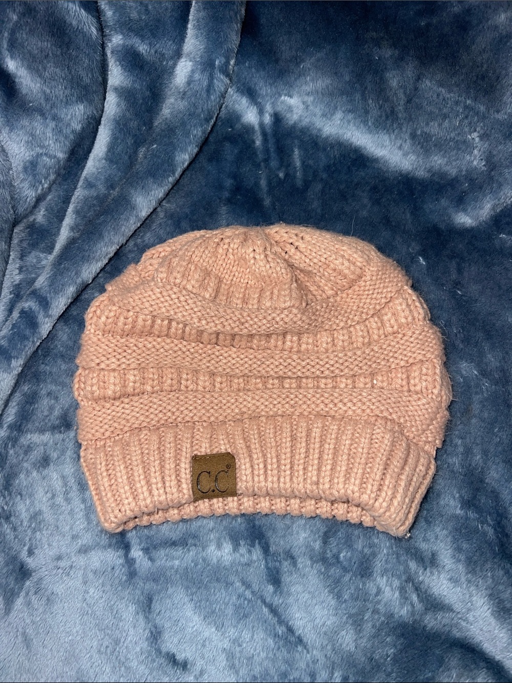 C.C Kids Blush Pink Knit Beanie with Branded Patch